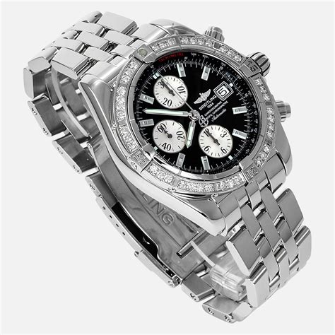 breitling chronomat evolution automatic ref a13356|Breitling evolution diamond bezel.